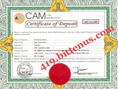 Certificate of deposit 1